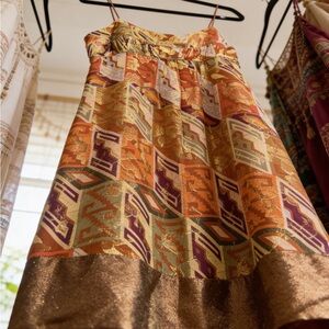 Nicole Miller Vibrant Orange and Gold Mini Dress